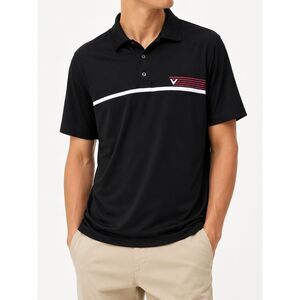 Callaway Golf Polo Shirt Men's Large Black Performance Stripe Opti-Dri Athletic